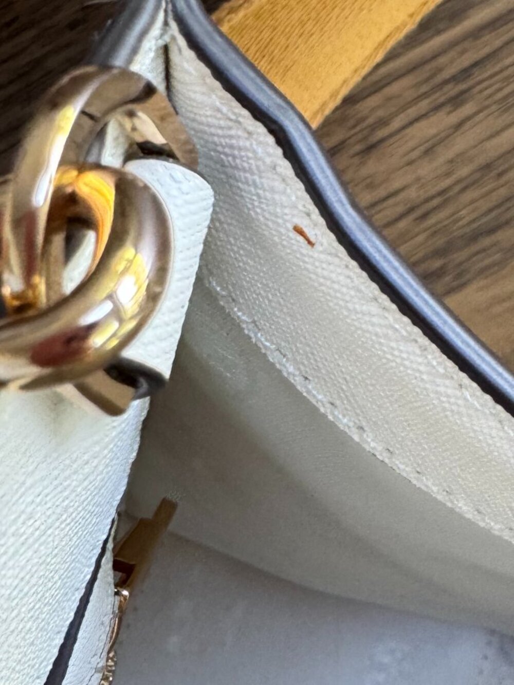 Tory Burch Cream Leather Satchel with Brown Handles and Yellow Floral Strap - Picture 14 of 14